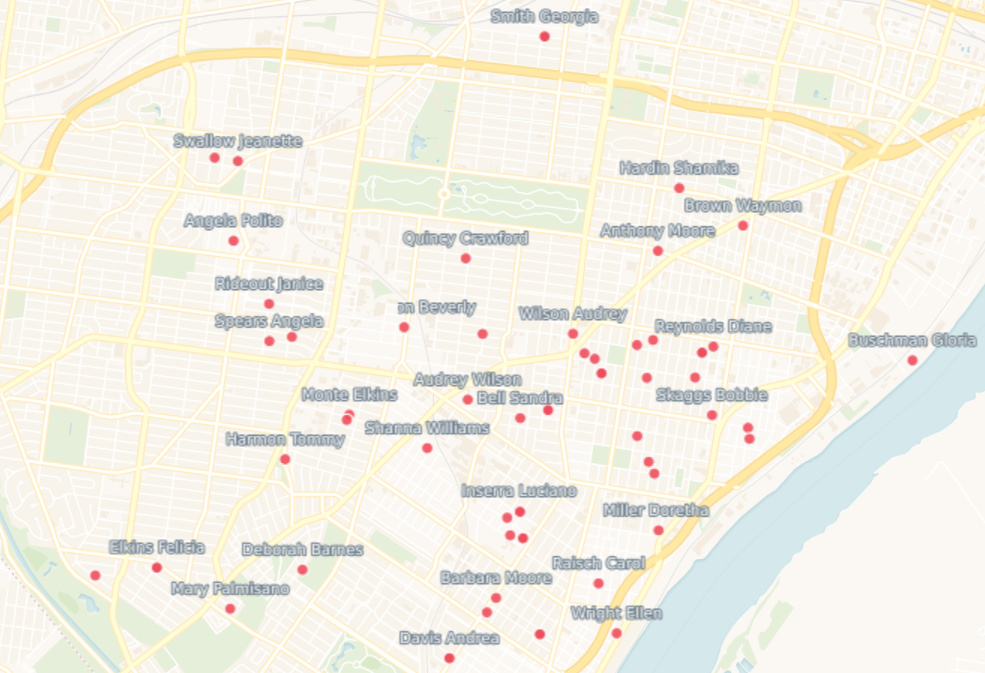 Heat map for clients in south city